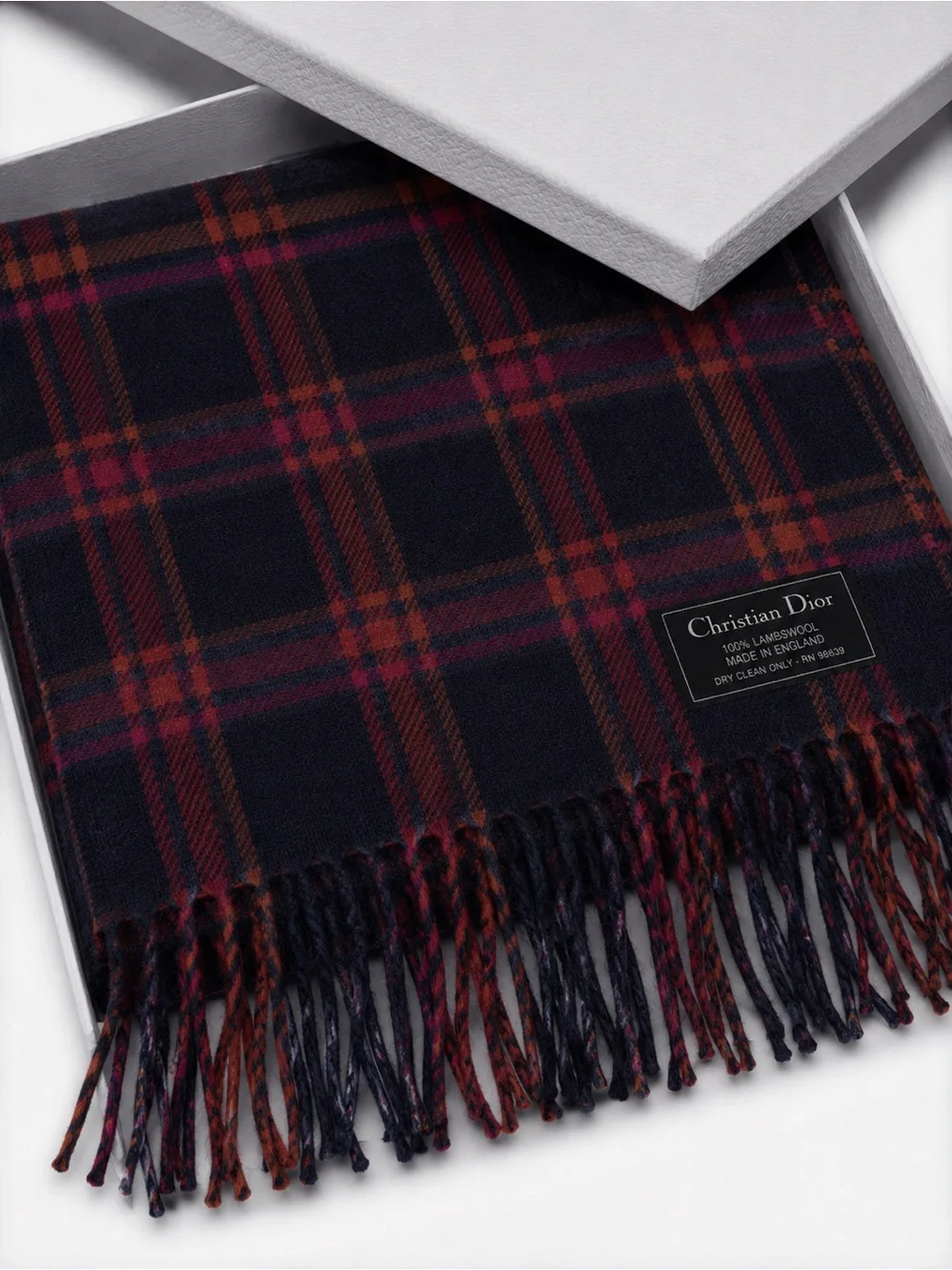 Dior lambswool plaid scarf